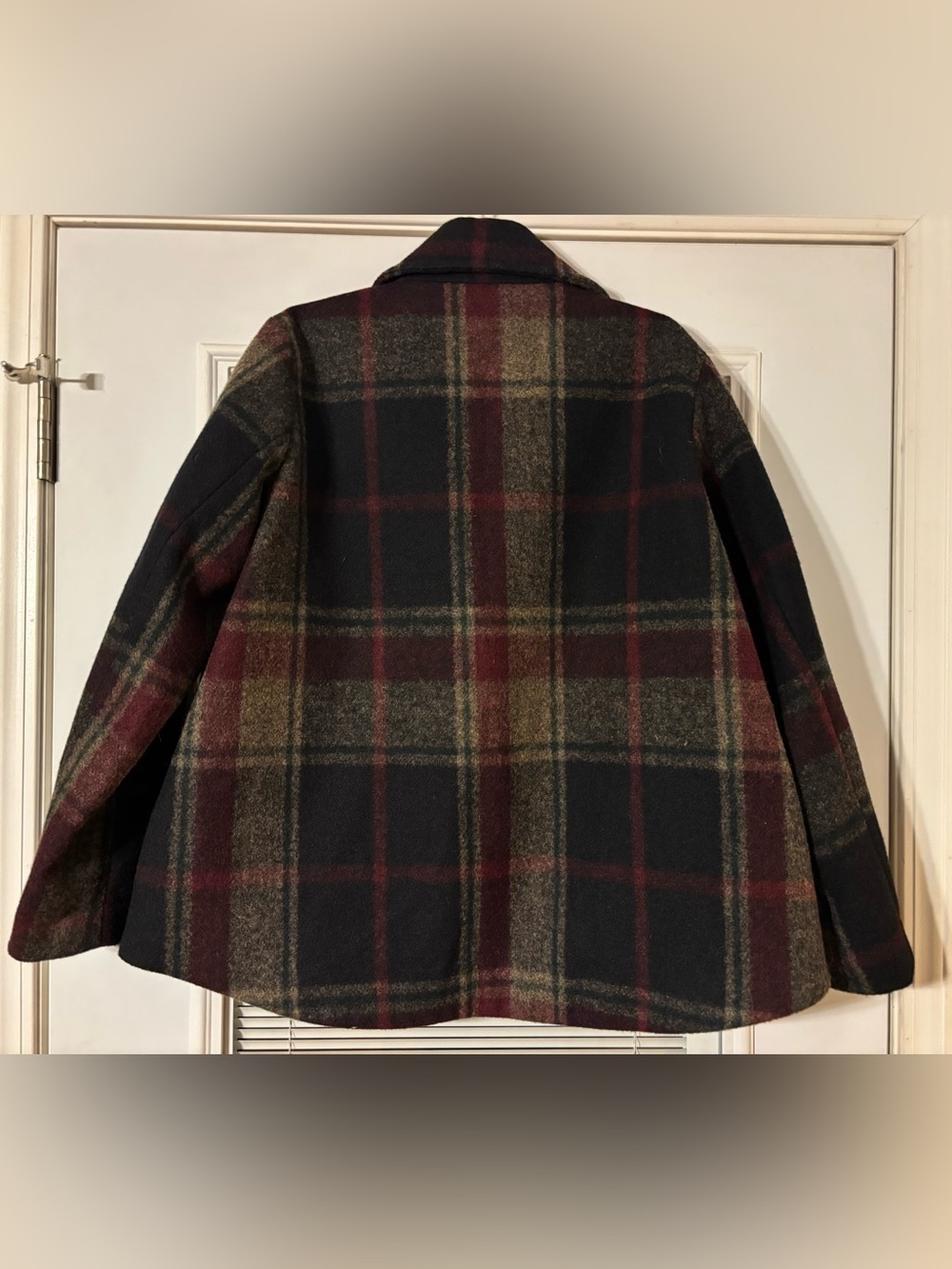 Laundry By Shelli Segal Plaid Peacoat in Black, Burgundy & Olive - Picture 4 of 10